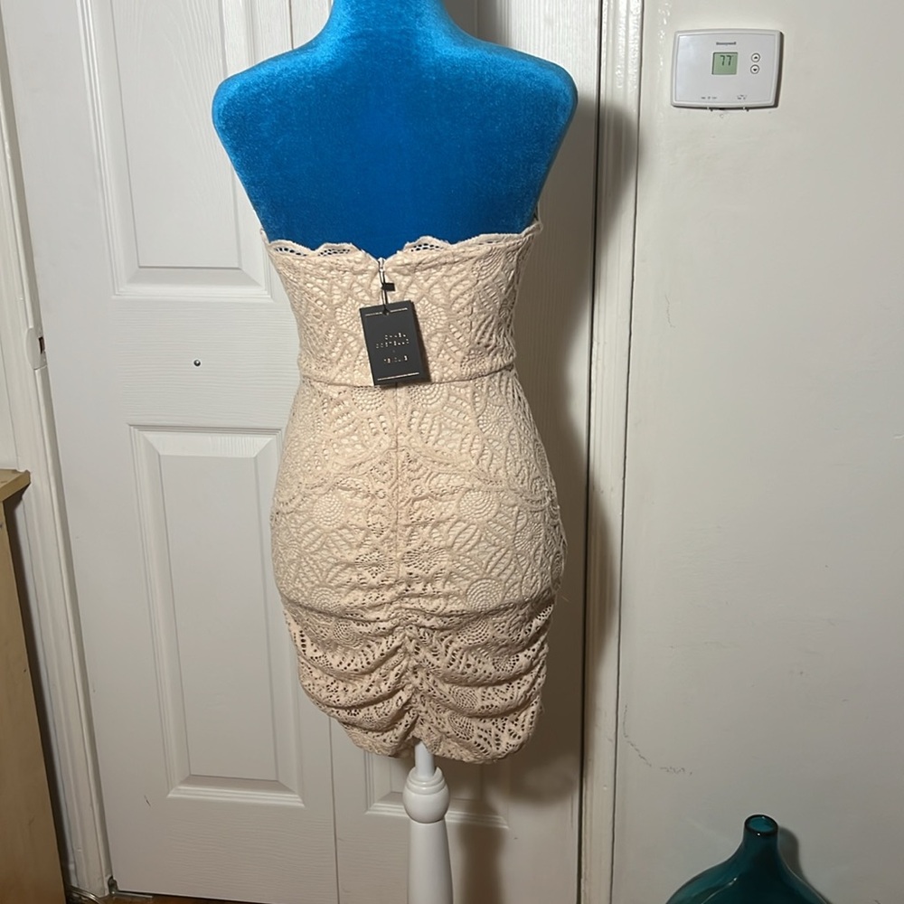 NWT Michael Costello X Revolve Braya Elegant Cream Strapless Mini Dress XS - Picture 9 of 15
